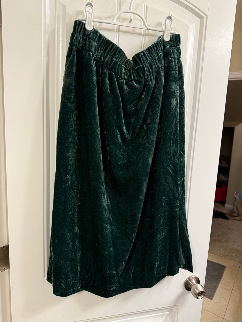 J. Crew Deep Green Velvet Midi Skirt